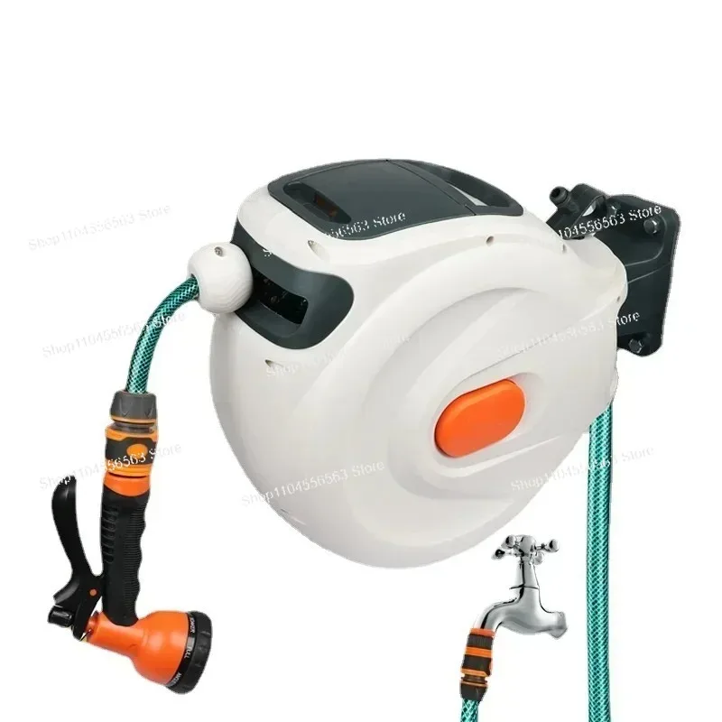 Automatic Hose Reel 15-20M, Drum Retractor Wall Mounted Water Pipe Recycler for High Pressure Washer Car Washing Garden