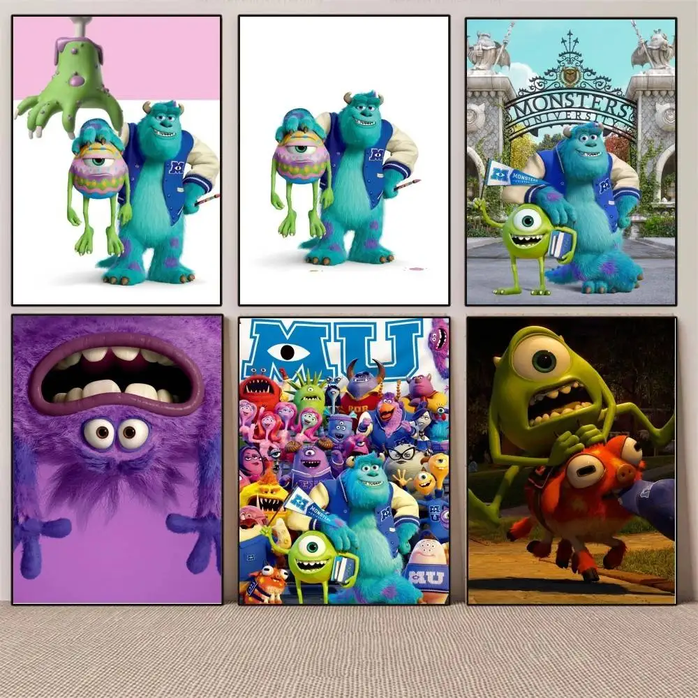 1PC M-Monsters I-Inc. Movie Cartoon poster Self-adhesive Art Waterproof Paper Sticker Coffee House Bar Room Wall Decor view 2