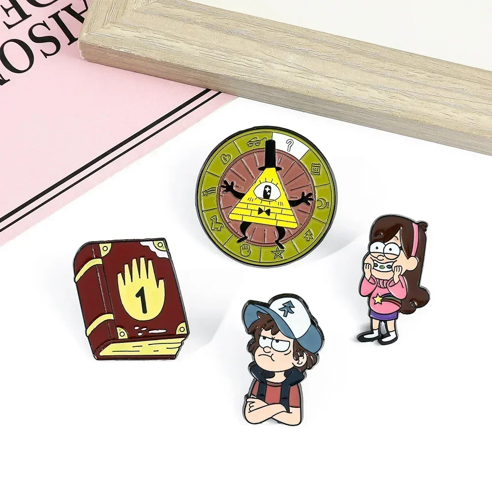 6Pcs Disney Gravity Falls Brooch Enamel Badges Anime Pins for Backpack Jacket Decoration Lapel Pin Accessories Halloween Gifts