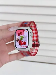Korea Cute Bear Strap+Case For Apple Watch Band Ultra 2 49mm 45 44mm 41 40 42 Correa Clear Band For Watch Series 9 8 7 6 SE 5 4