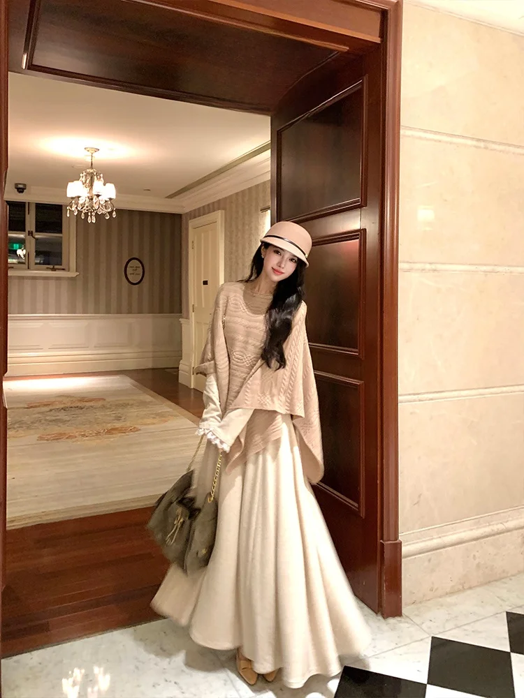 

Acaine Nordic Diary Wool Knitted Cardigan Women's Loose Slimming Top Ele Sle Open Cardigan Knitted Sweater for Autumn