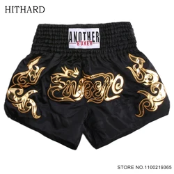 Men's Muay Thai Shorts Gold Embroidery Thai Boxing Shorts Women Child Gym Cage MMA Fighting Grappling Kickboxing Training Pants