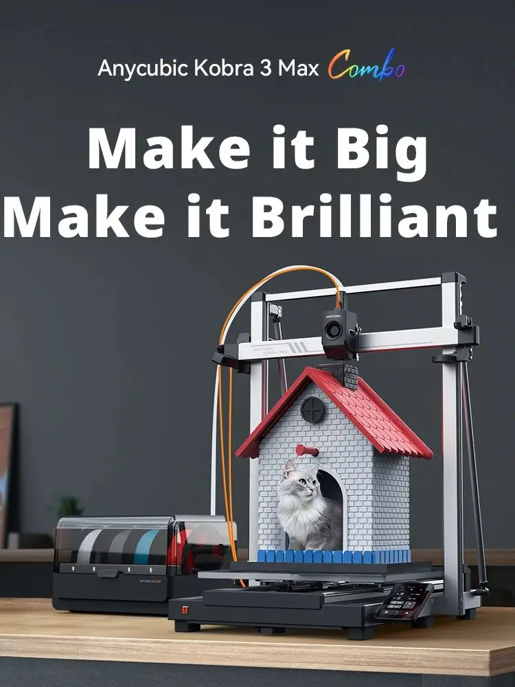 Drukarka 3D ANYCUBIC Kobra 3 Max V2/Kobra 3 Max V2 Combo o dużej objętości roboczej, z podwójnym przekładnikiem i ekstruderem bezpośredniego działania, prędkość druku 600 mm/s. — zdjęcie produktu 7