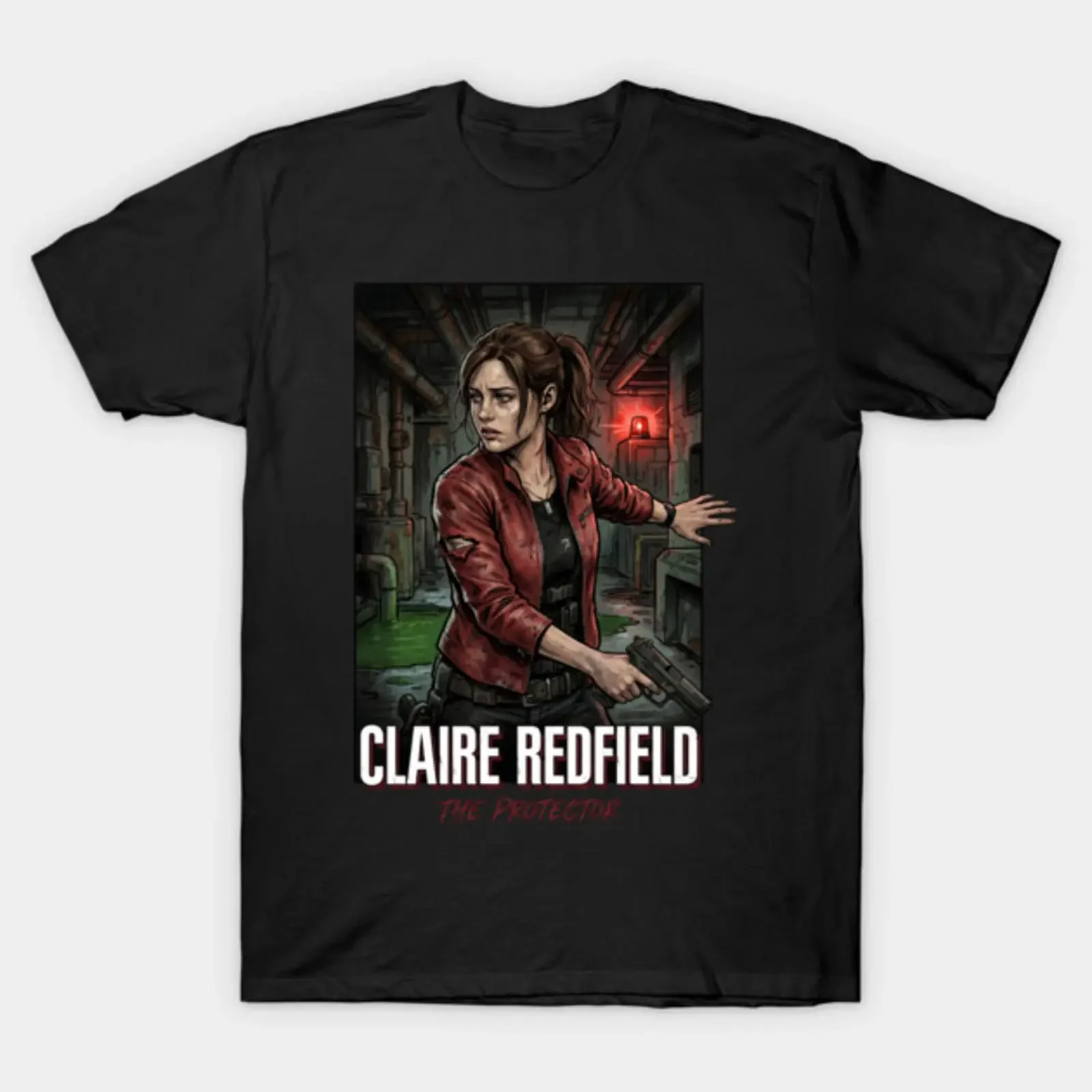 Claire Redfield The Protector T Shirt vintage Washed Stretched Comfortable homme Breathable Soft Versatile streetwear Stylish