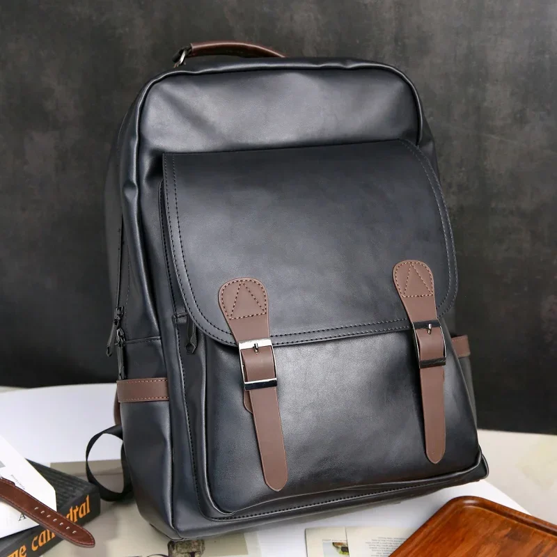 

Fashion USB charging men's backpack business leather travel backpack large capacity student school bag male laptop bag