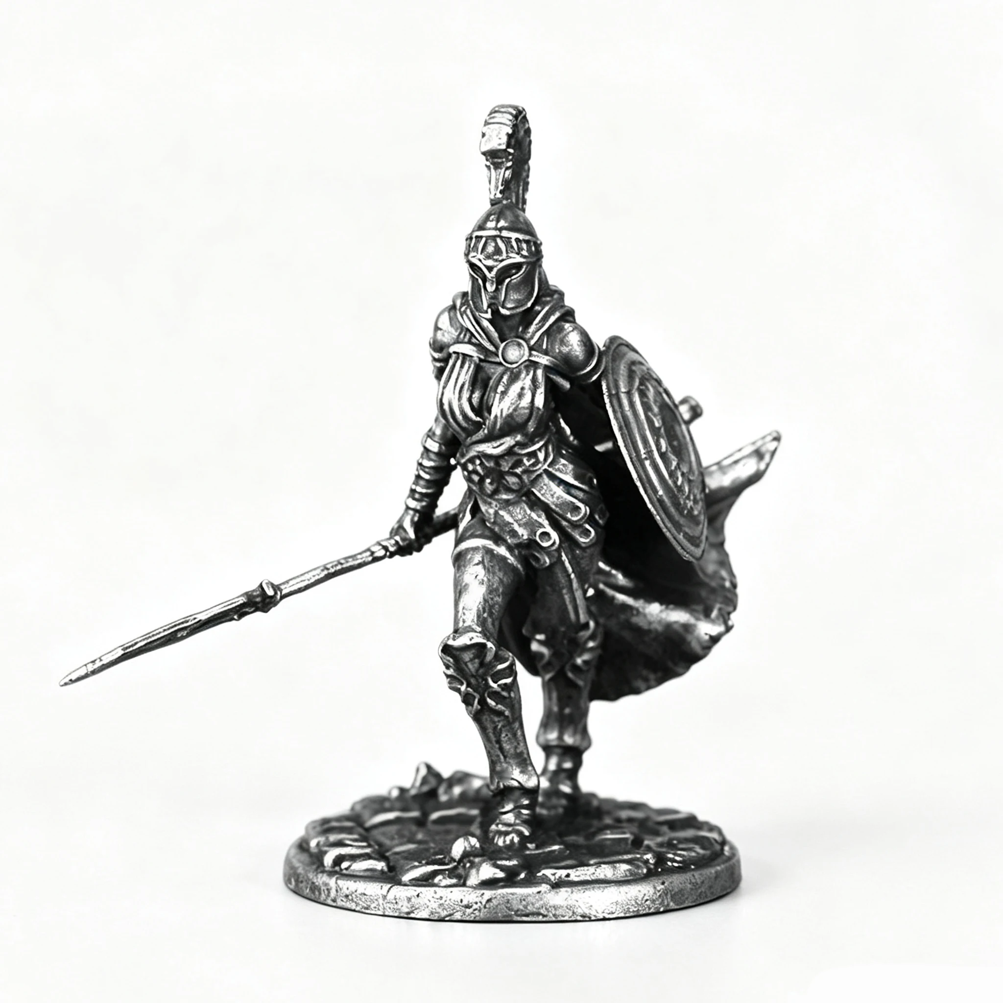 Metal military ancient Greek small soldier figurine toy chess piece display tabletop game collectible historical soldier view 2