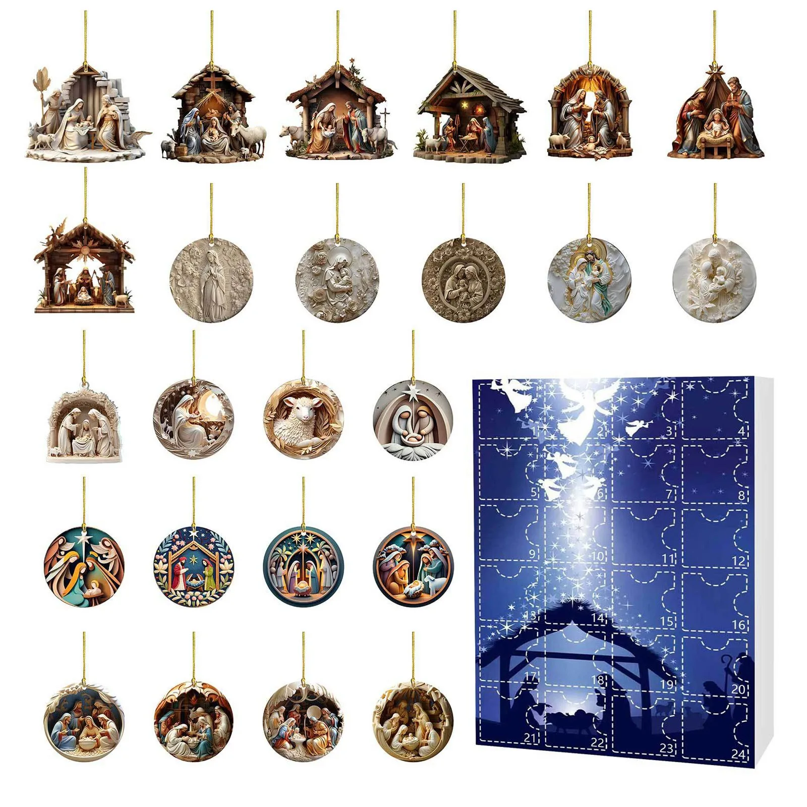 Conto alla rovescia per Natale per bambini Decorazioni per l'albero di Natale Calendario dell'Avvento 2024 Decorazioni natalizie Scena Grande cronometro Orologio