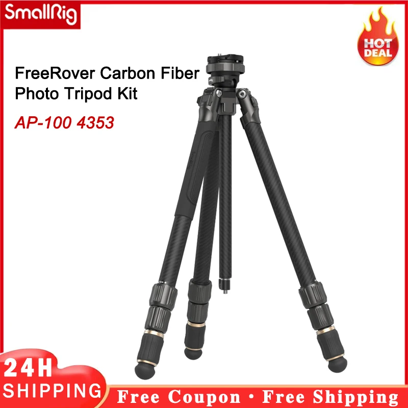 

SmallRig FreeRover Carbon Fiber Photo Tripod Kit AP-100 4353 One-key Locking, Quick Height Adjustment with 15KG Load Capacity