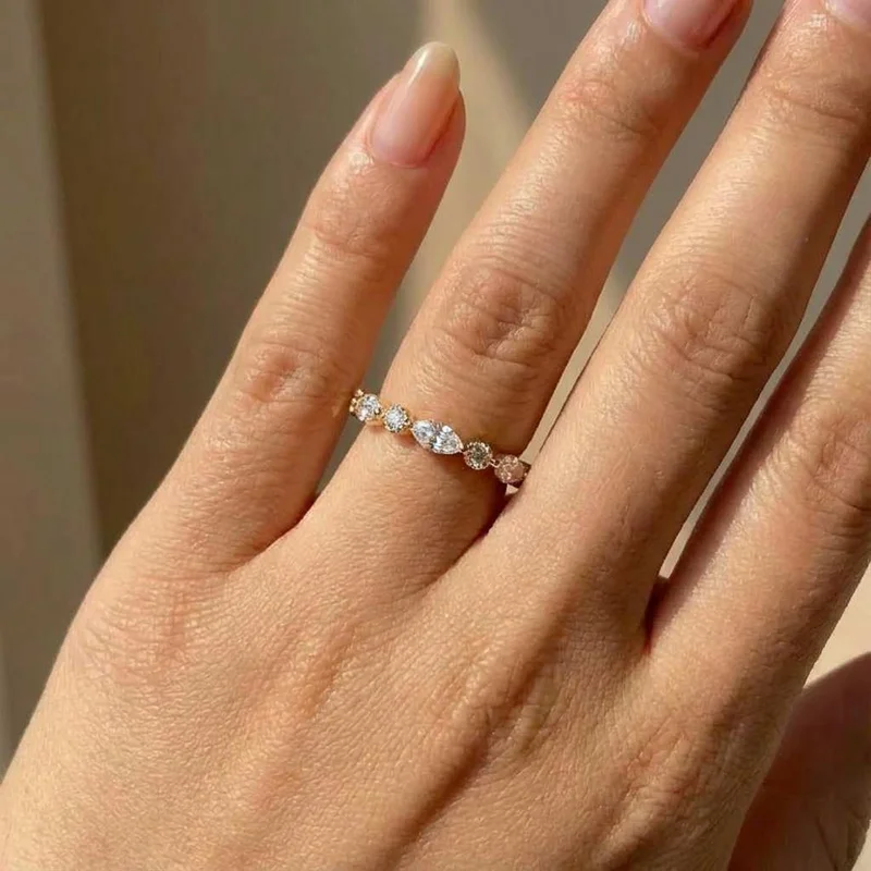 Women's 925 Sterling Silver Marquise Stackable Ring