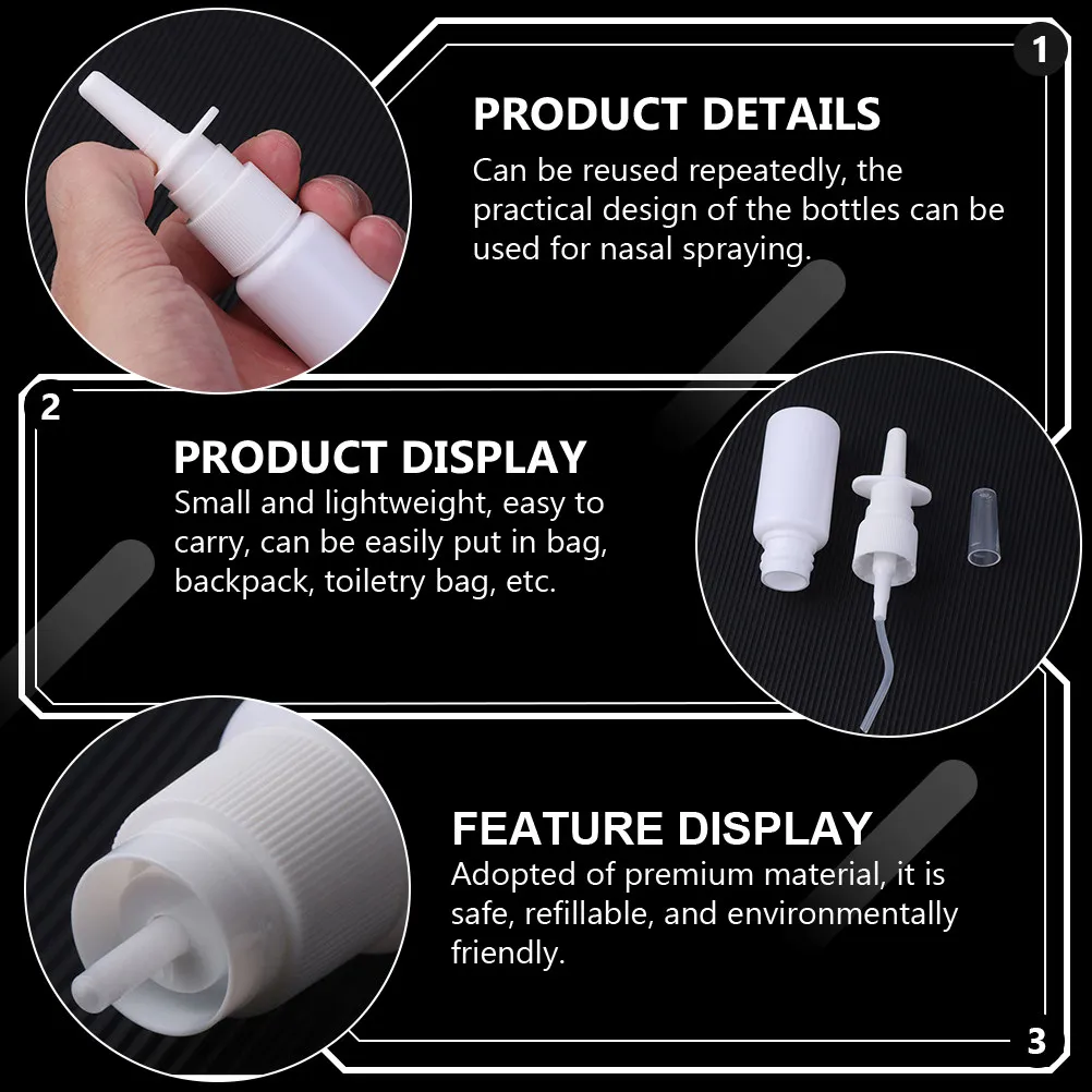 

20 шт. флаконов-спреев для носа, пластиковые, премиум-класса, герметичные, дорожные, многоразовые контейнеры для жидкостей для спортзала, отеля, бизнеса