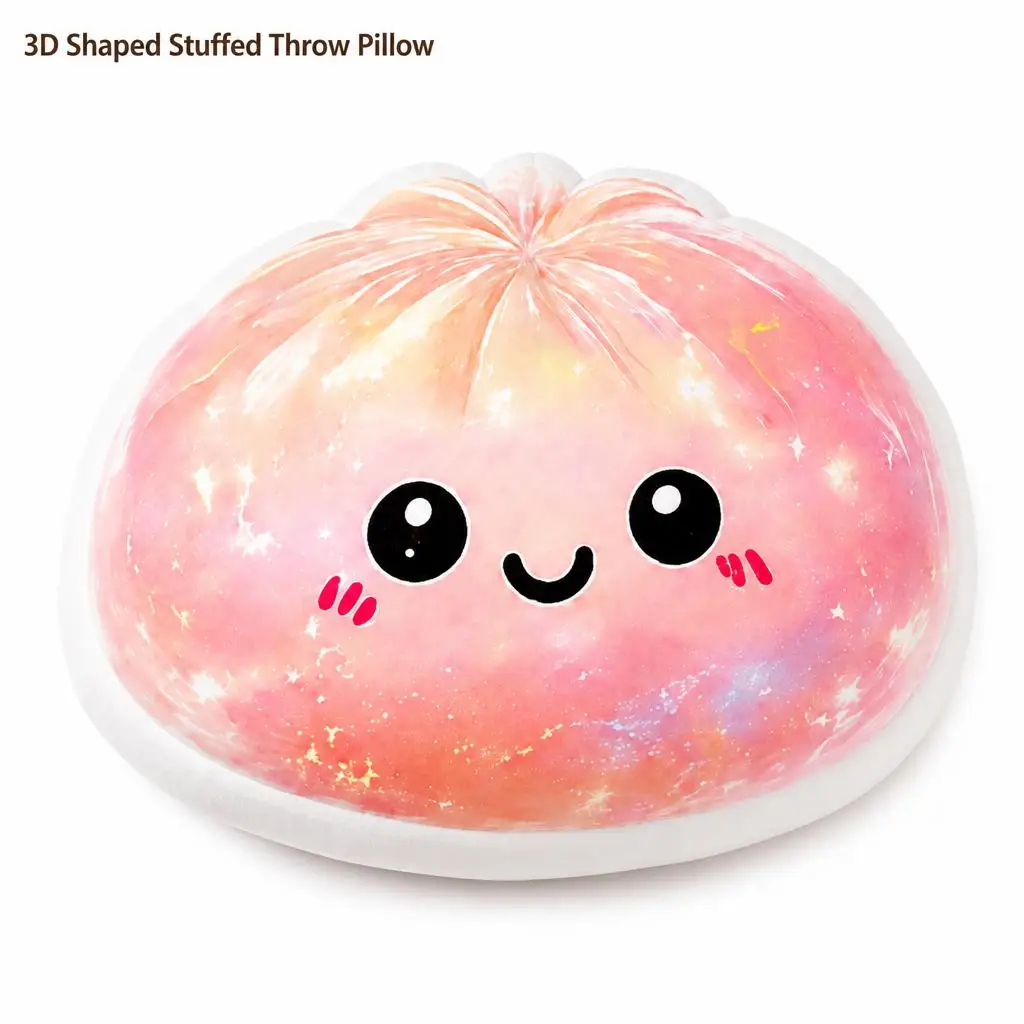 Dumpling Blush Smile Kawaii Cute Shaped Pillow Cushion Irregular Stuffed Throw Pillow Home Decor Gift Bedroom Sofa Decorative