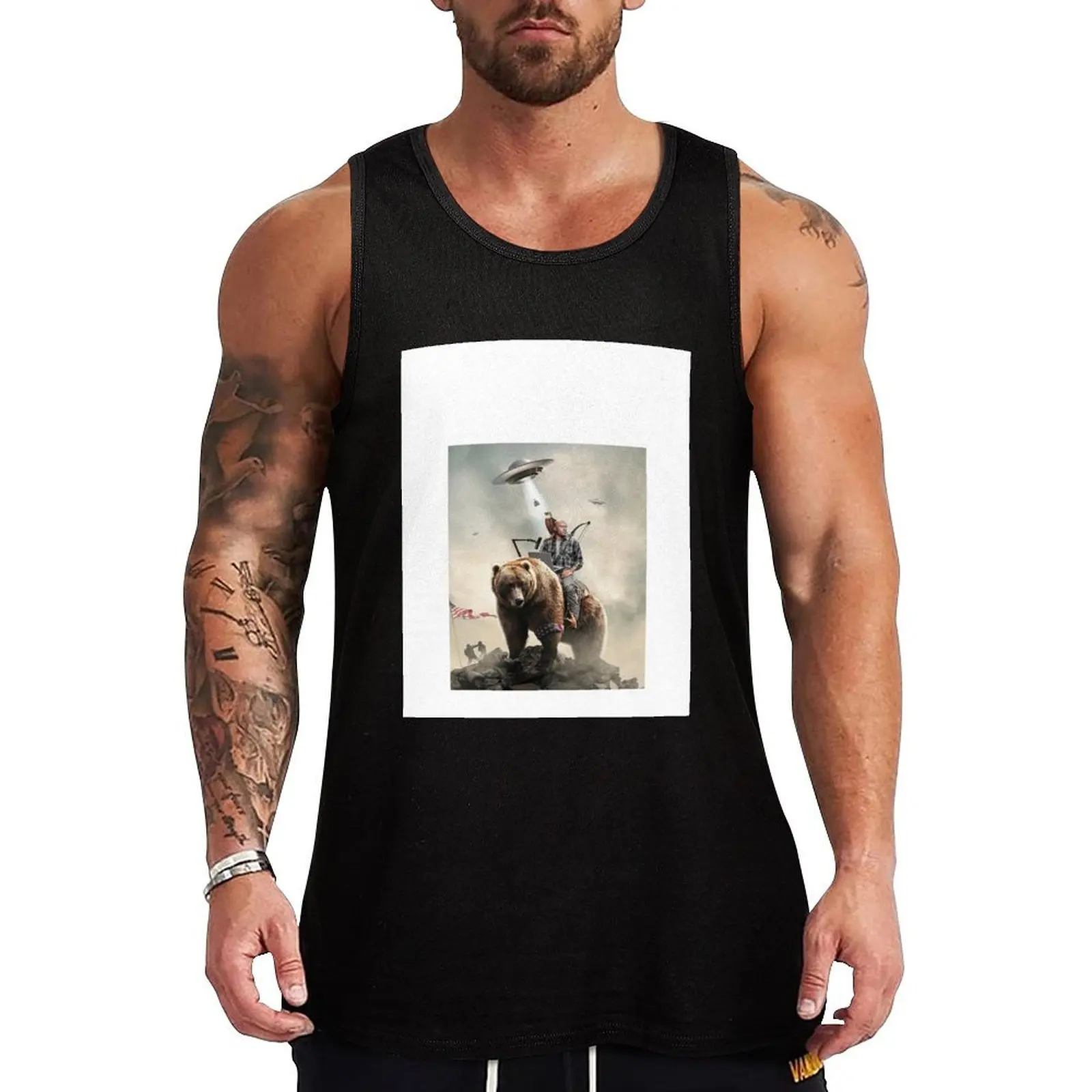 

Joe Rogan Riding A Bear (+ Aliens) Tank Top vests for men cotton t-shirts man