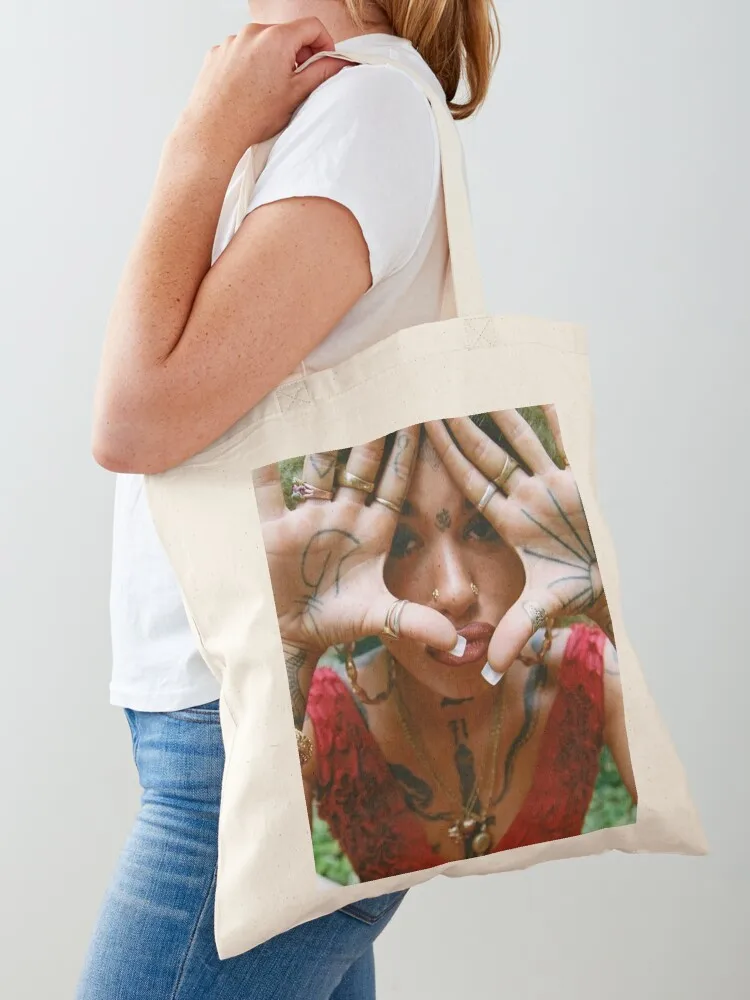 حقيبة حمل بورتريه من Greentea Peng حقيبة صديقة للبيئة حقيبة عربة التسوق حقيبة لقماش حمل الشاطئ #1