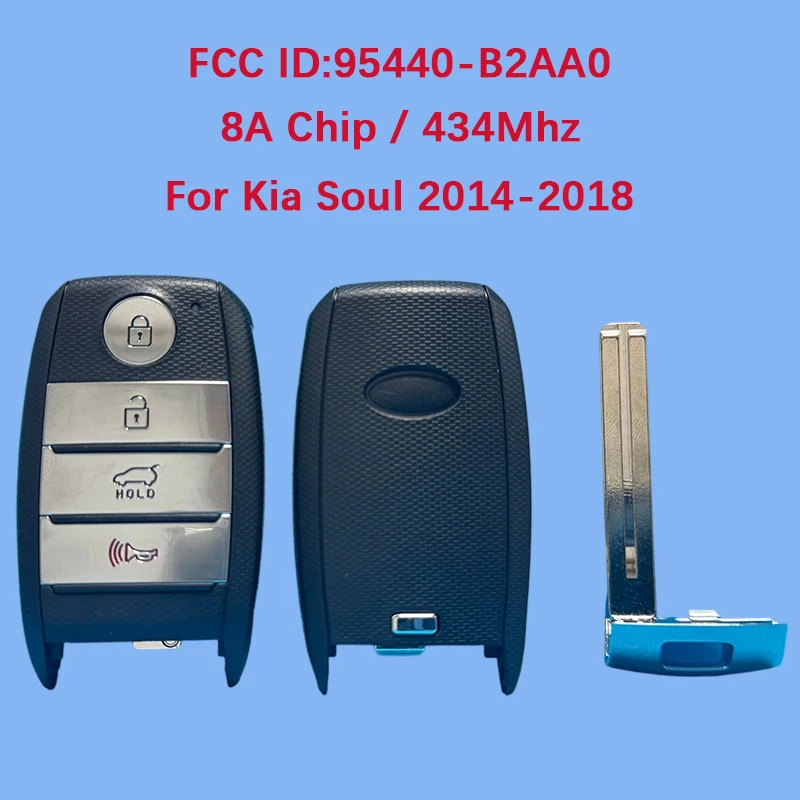 

CN051286 Послепродажный 4-кнопочный смарт-брелок 433 МГц 8A чип FCC 95440-B2AA0 для KIA SOUL 2014-2018
