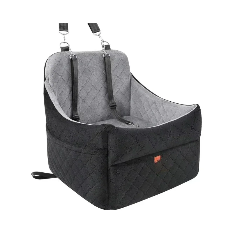 

Removable Dog Car Seat Small/Medium Dog Booster Thick Pad 35 lbs Capacity 2 Seat Belt Washable Pet Car Seat