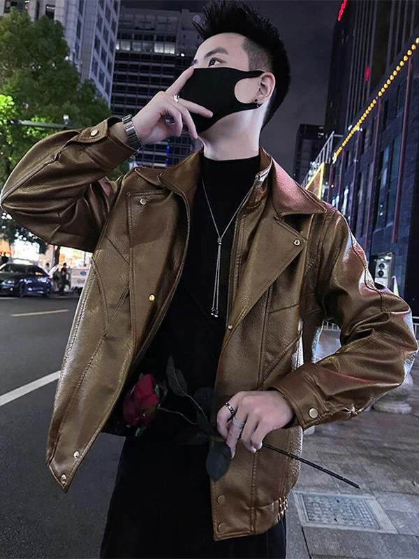 

Мужская куртка из искусственной кожи, осенне-зимняя новинка, имитация двухслойности, модный бренд, премиум-класс, кожаный жилет Haome, повседневная одежда