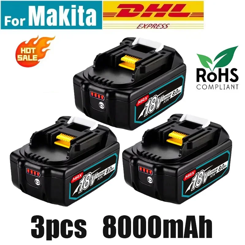 

For Makita100% Original Rechargeable Power Tool Battery 12Ah 18V BL1850 BL1840 BL1860 BL1830，Replaceable LED Lithium-ion