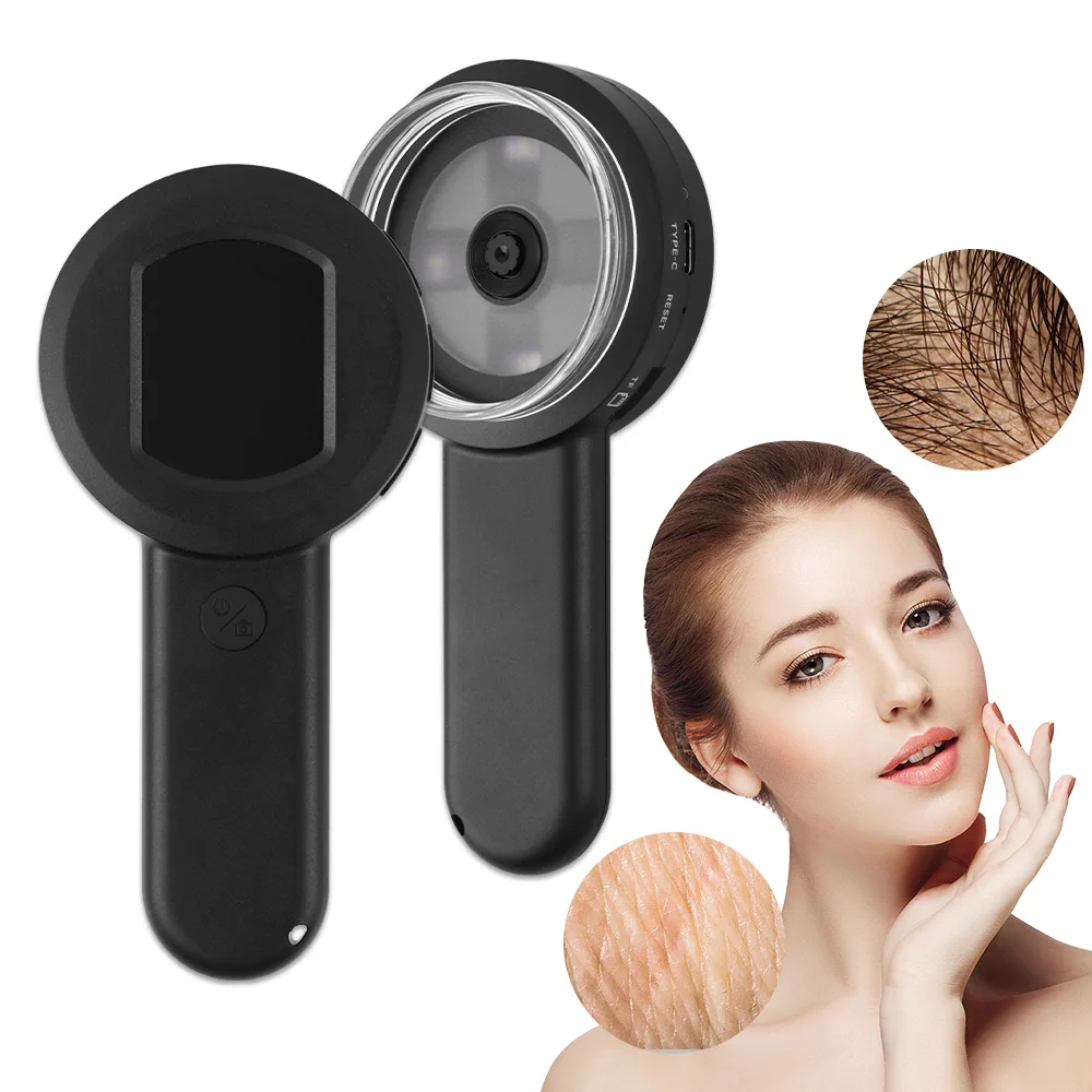 Mini Rechargeable Handheld Digital Microscope for Analysis - Portable 8 LEDs Magnification Dermatoscope & Analyzer fast shipping