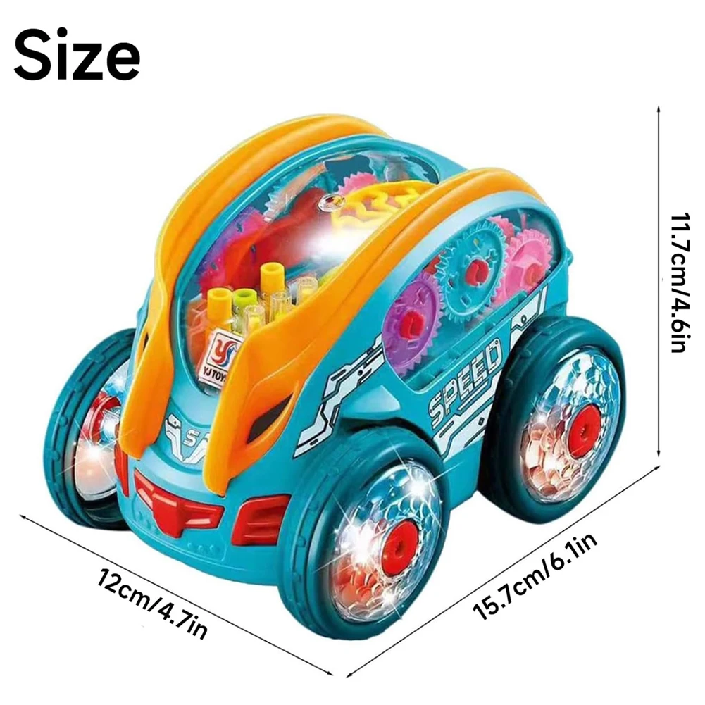 Caminhão basculante elétrico dublê 360, carro movido por engrenagem com luzes led, veículo de colisão musical, engrenagem móvel, carro de corrida para crianças, brinquedos