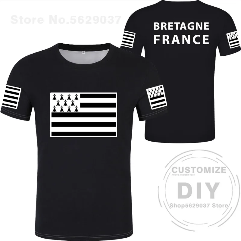 Brittany T Shirt Free Custom Made Name Number Bretagne T-shirt Breton Breizh Print Flag Word French Brest Rennes Morlaix Clothes