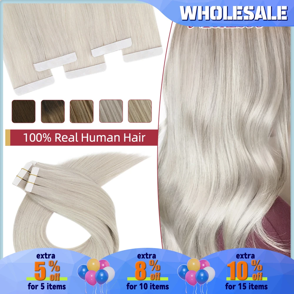 

Moresoo Virgin Tape in Extensions Human Hair Blonde Blonde Color Brazilian Natural Straight Double Drawn 10A Grade Hair Thick