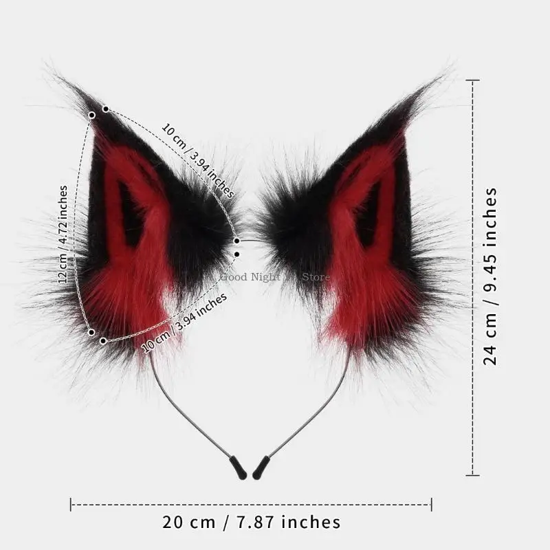 Katzen Füchse Wolf Ohren Stirnband Cosplay Haarschmuck Tierohren Haarreifen für Weihnachten Halloween Party Kostüm