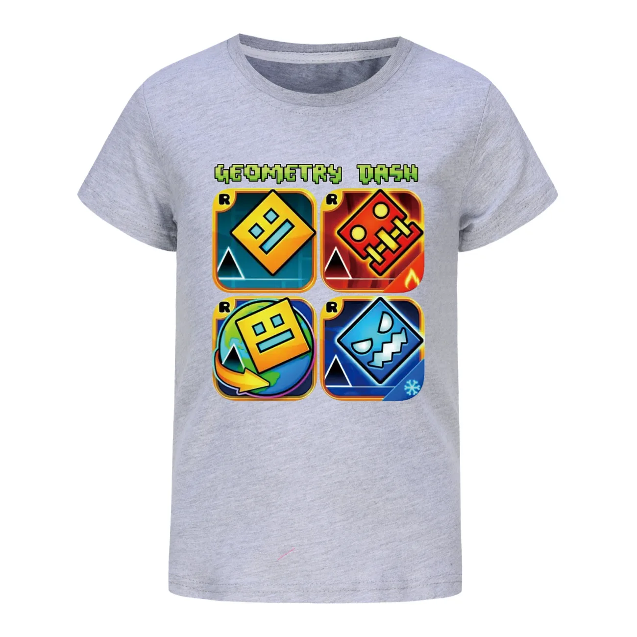 Geometry Dash TShirt Kids Cartoon Clothes Boys 100% Cotton T-shirt Children Fashion Clothing Toddler Girls Short Sleeve Tops