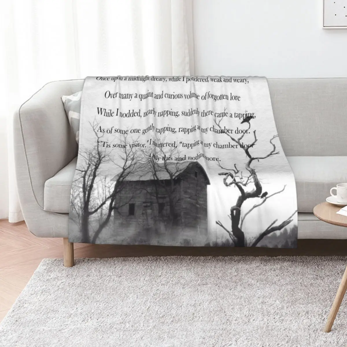 Edgar Allan Poe The Raven Throw Blanket Thermal Custom Flannels manga warm winter Large Blankets
