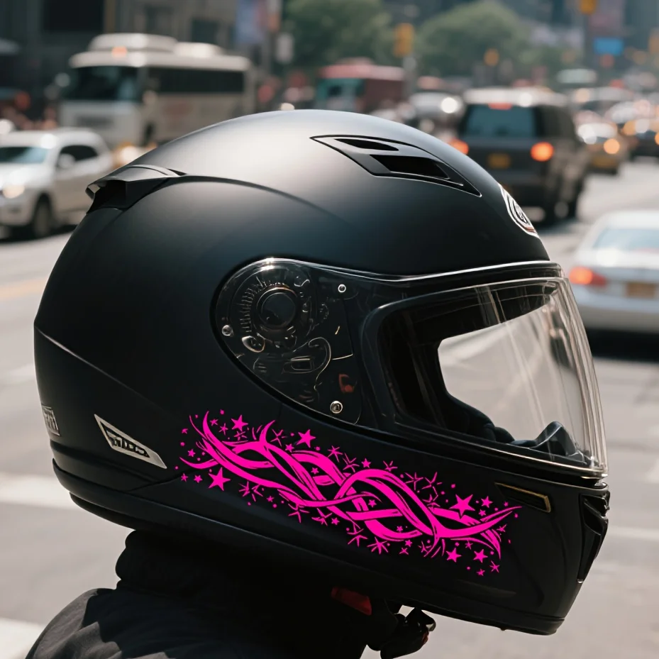 2PCS Star Tribal Flame Vinyl Stickers Pink Black White Optional Waterproof Decals for Motorcycle Helmet Styling Decor