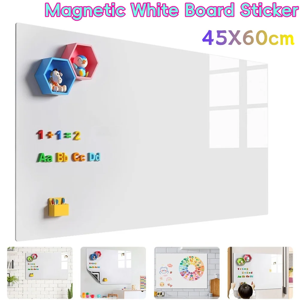 45X60cm Magnetic White Board Sticker Magnetic Whiteboard Dry Erase Soft Flexible Pad Fridge Stickers Memo Message Board