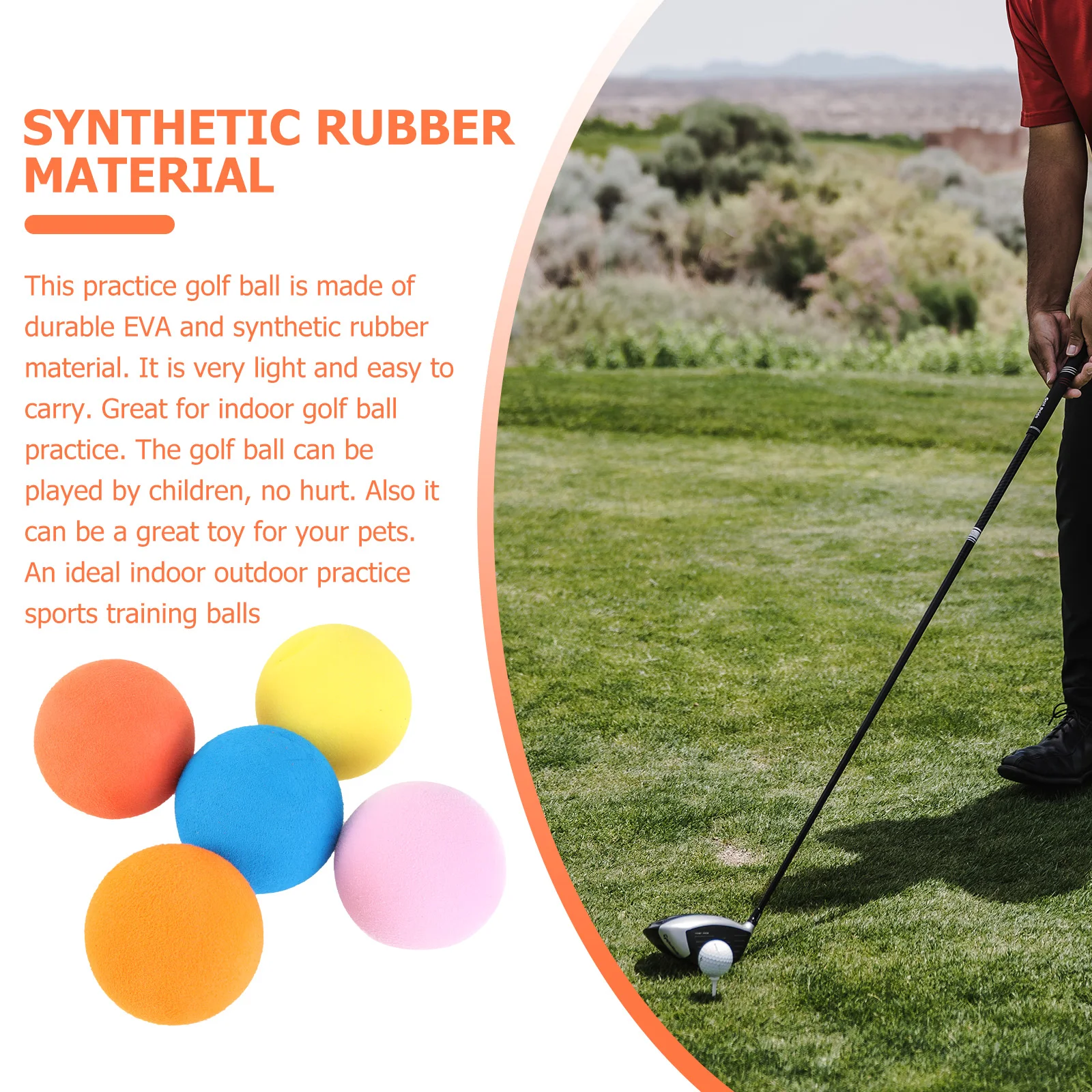 

5 Pcs Golf Practice Equipment Durable Training Balls Color Indoor Elastic Sponge