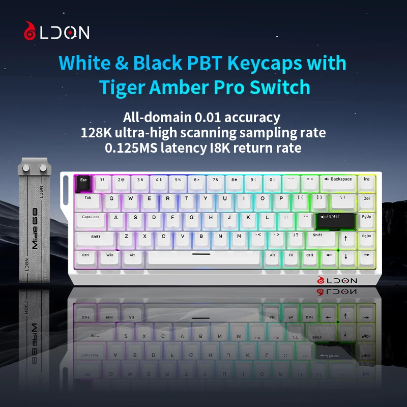 LDON Mide 68 8000Hz Magnetic Switch Gaming Keyboard, Wired USB RGB 68Keys Neon Light for PC E-sports