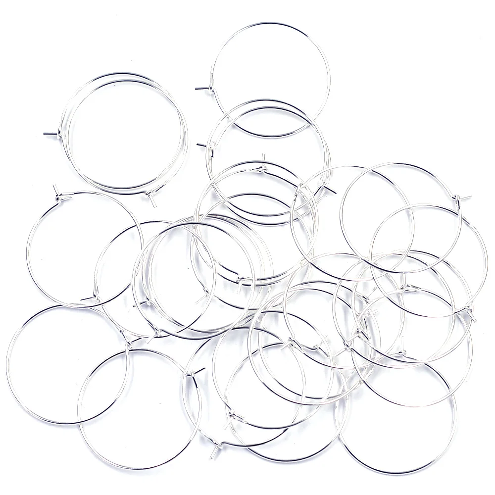 1000Pcs Silver Plated Wine Glass Rings Earrings Hoops Ear Alloy Round Jewelry DIY Accessories 20mm
