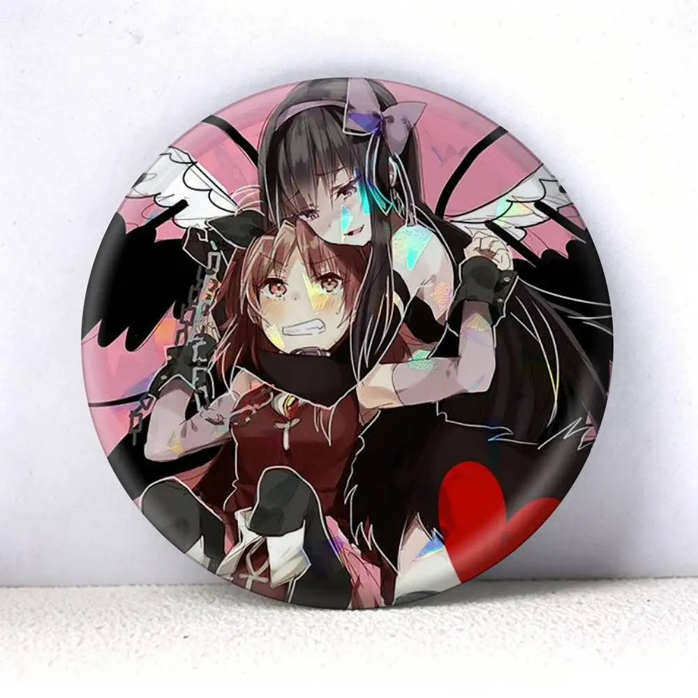 Homura Akemi  75mm 44mm 25mm Accessories Toys Badge Brooch Backpack Hat Pins