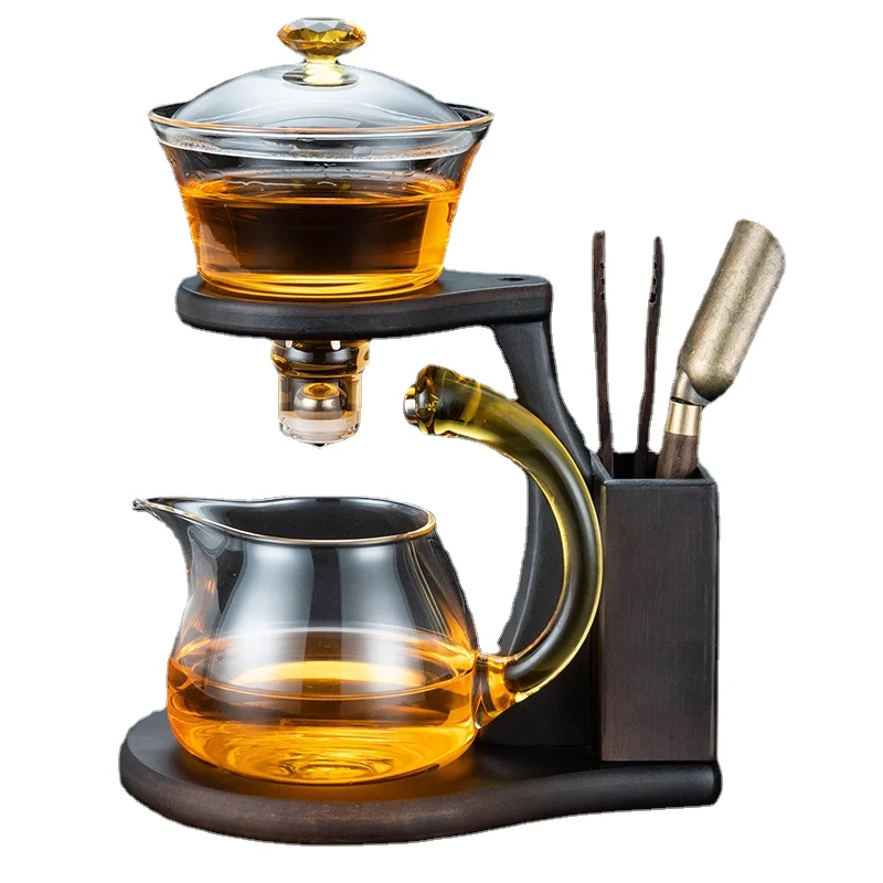 Transparent Glass Lazy Tea Cup Set Household Magnetic Suction Automatic Tea Set Tea Drinking Kung Fu Teapot Tea Making