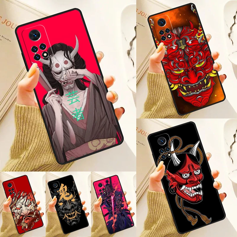 Japanese Hannya Oni Mask Case For Samsung Galaxy S24 Plus S23 S20 S21FE Lite S22 Ultra Note 20 S8 S9 S10 Phone Coque