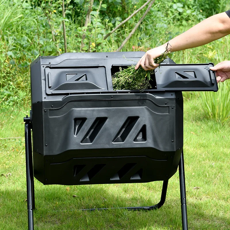 

Heavy-Duty Tumbler Compost Bin for Garden Yard Outdoor Use Rotating Waste Composting Drum 160L