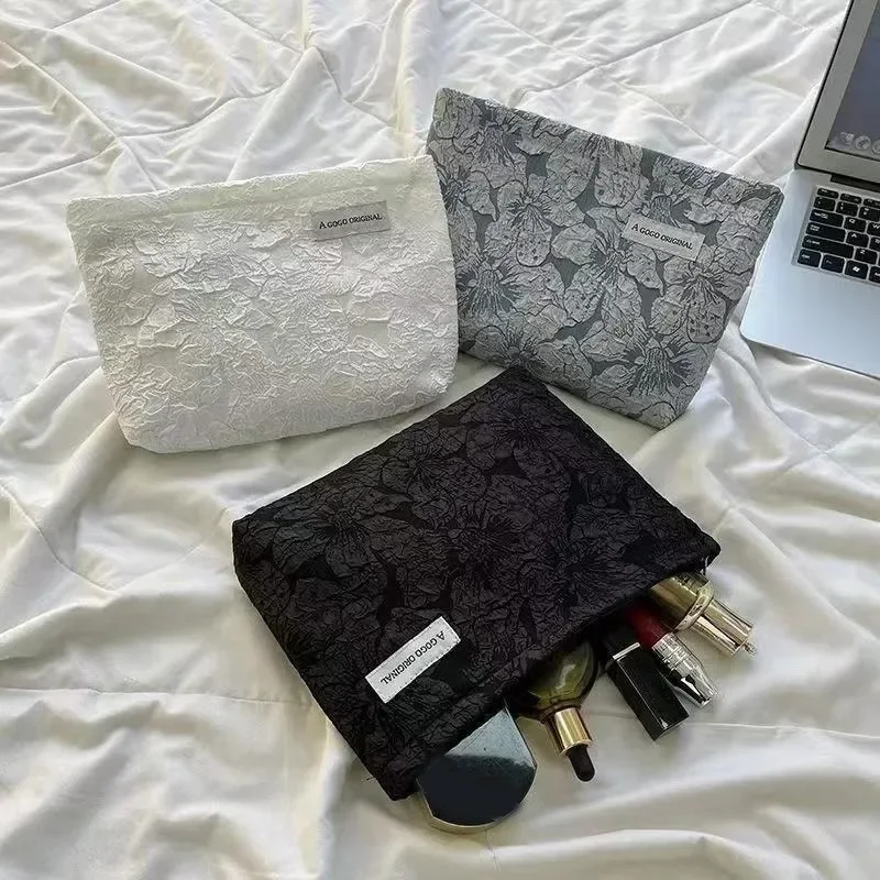 Bolsa de cosméticos con flores para mujer, Kit de inodoro grande, bolsas de almacenamiento de viaje, bolsos de mano para mujer, bolsa de maquillaje