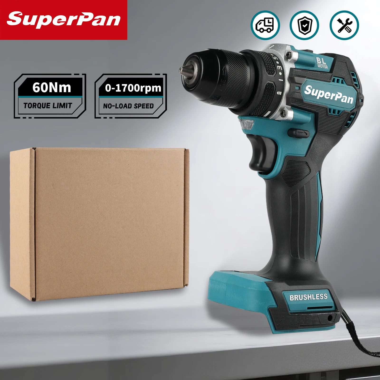 Superpan Original DDF487-10 Cordless Driver Drill Brushless 18V Electric Impact Screwdriver Rechargeable Power Tool (only tool)