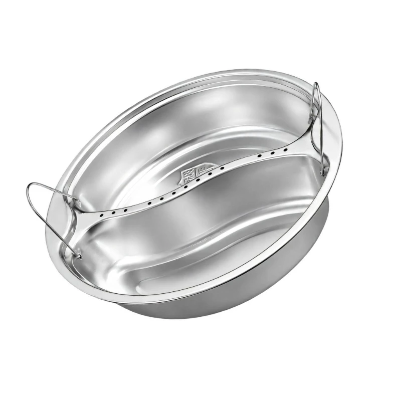 Two Section Steam Tray Metal Round Insert with Wire Grip Handles for Rice Cooker Use and Balanced Daily Serving A2BB