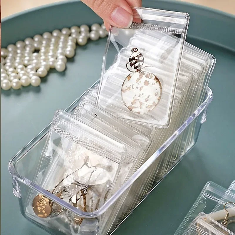 PVC Transparent Jewelry Storage Bag Earrings Necklace Anti Oxidation Bag Jewelry Organizer