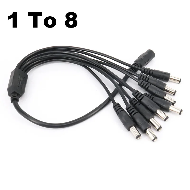 12V DC Power Supply Splitter Extend Plug 1 Female to 2 3 4 5 6 8 Male Camera CCTV LED Strips Connector Adapter 2.1*5.5mm Cable