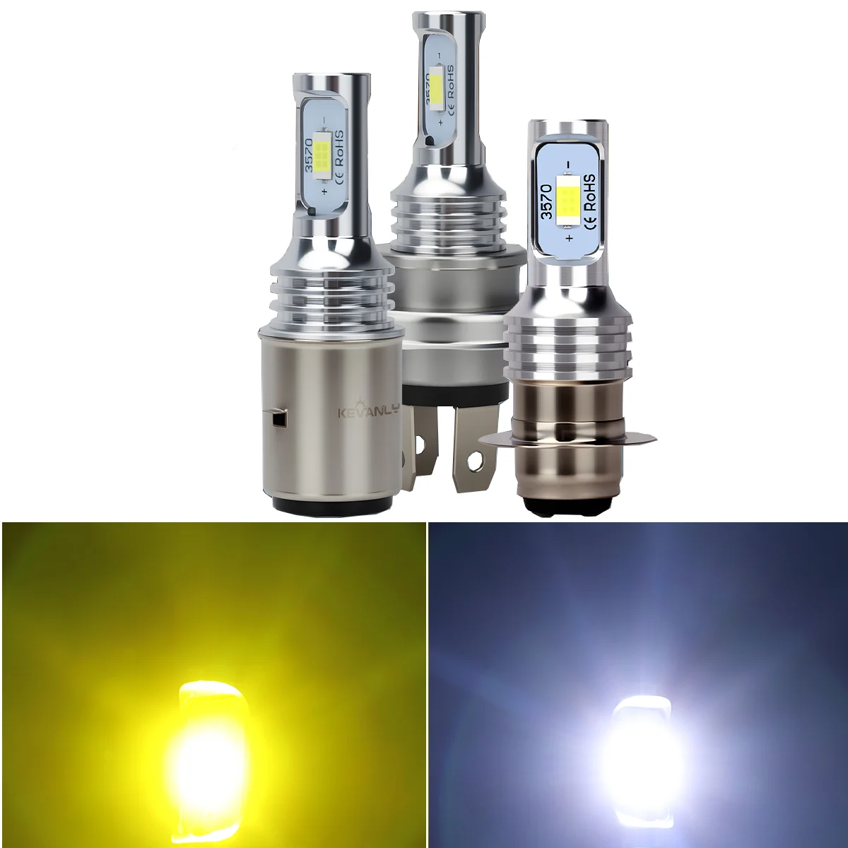 Motorcycle H4 LED Bulbs BA20D P15D LED Headlight Hi/Lo Beam Lamp Dual Color LED Spotlight Motorcycle Accessories Plug and Play