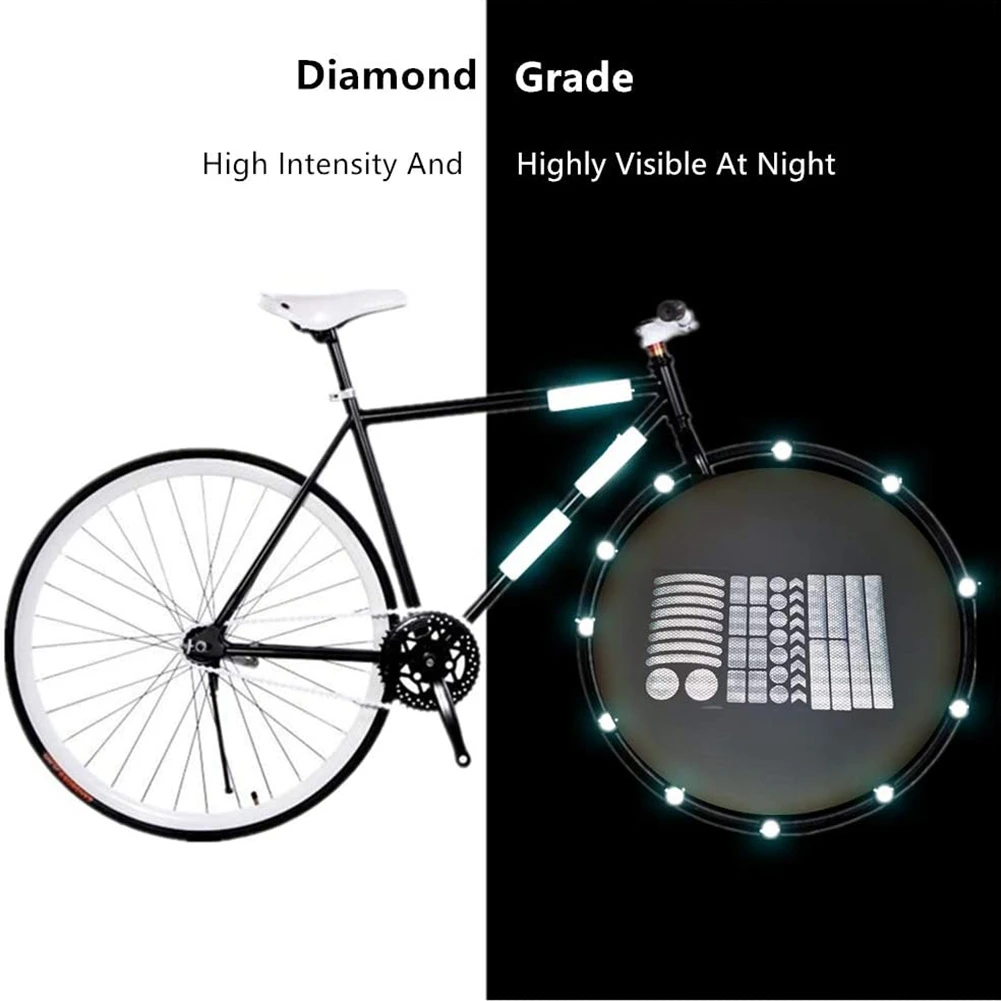 42Pcs Reflective Stickers, Bike Reflective Tape, Night Safety Stickers for Bicycle,Helmet,Stroller Hard Hat,Yellow