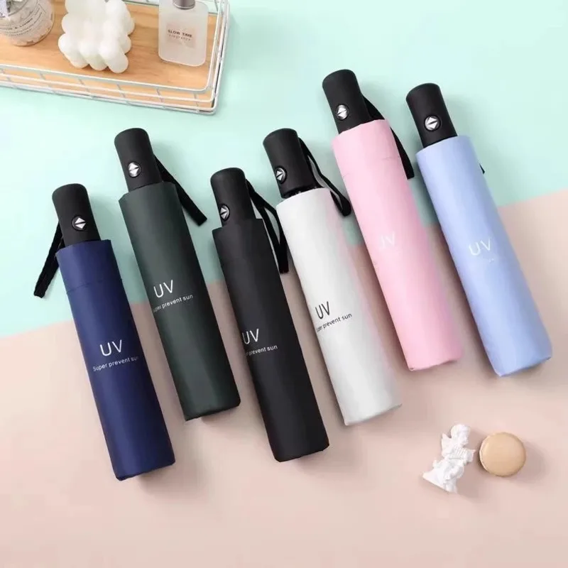 Paraguas Automático de Alta Calidad de 8 Varillas - Apertura/Cierre con un Toque, Diseño Plegable Compacto para Hombres y Mujeres, Azul Marino y Negro, Estilo Ejecutivo