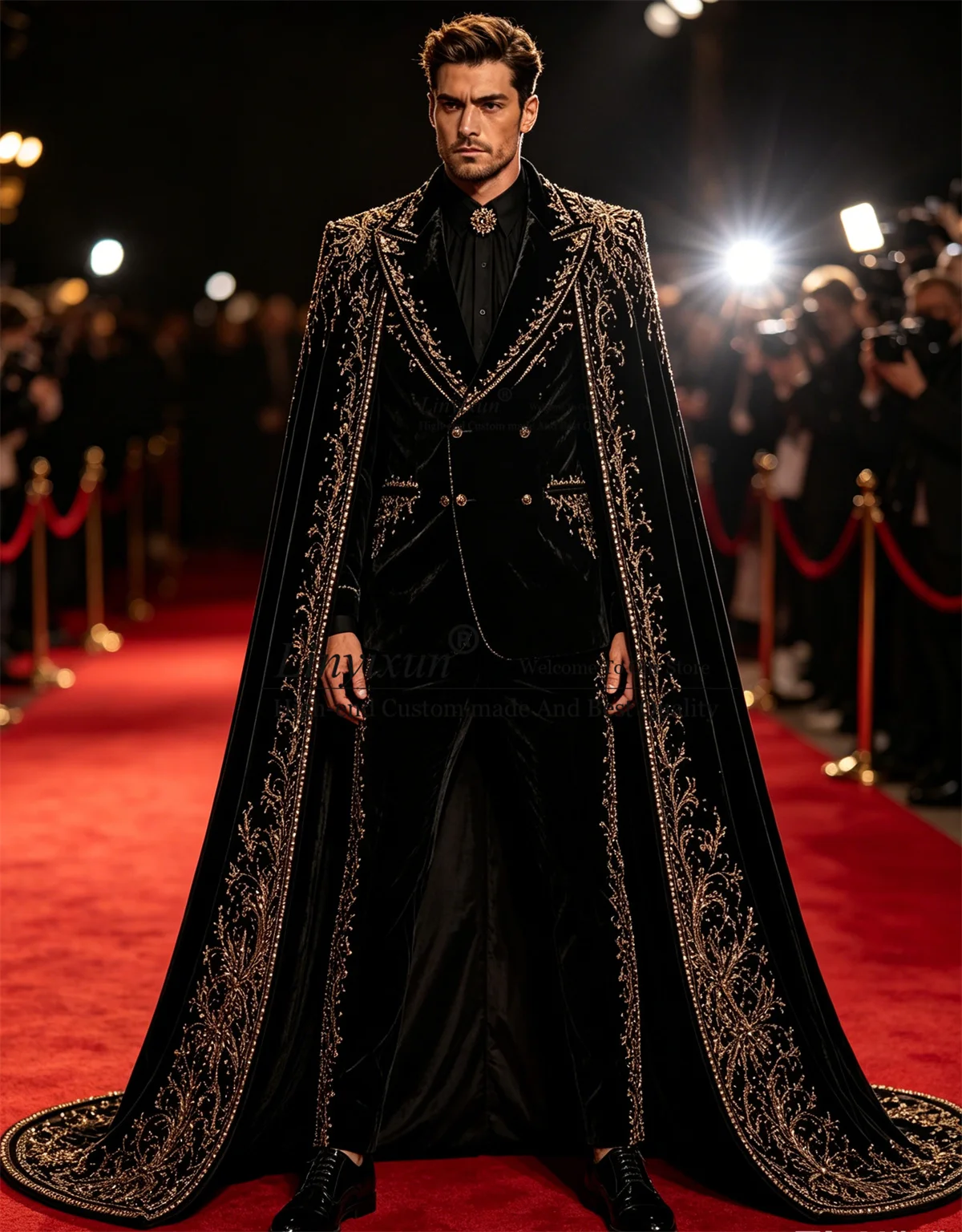 Formal Long Coat Pants Design Men Suits 3 Pieces Sets Groom Male Party Blazer Embroidered Customized Wedding Tuxedos Ropa Hombre