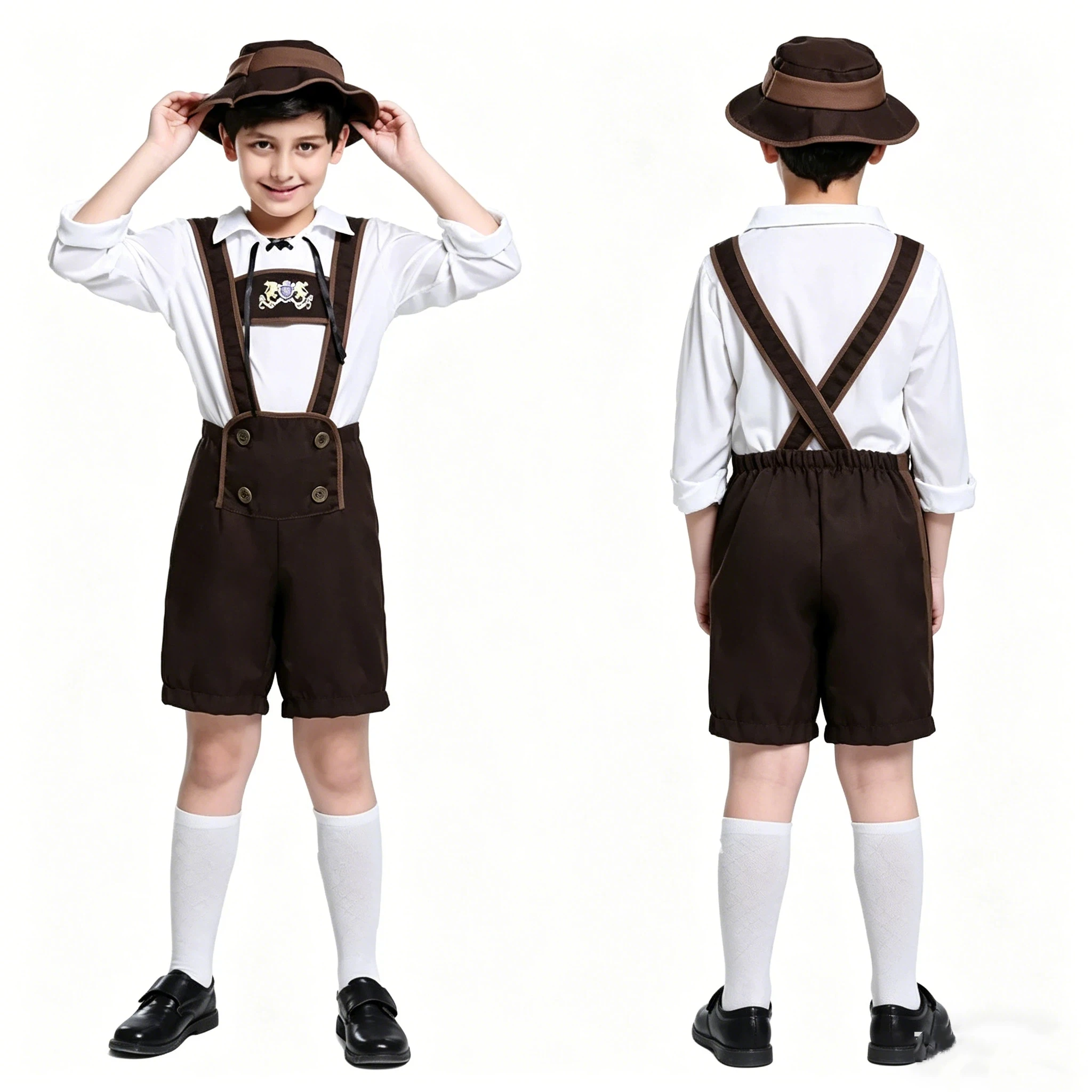 

German Oktoberfest Niños Lederhosen Costume Bavarian Octoberfests Beer Niño Cosplay Carnival Halloween Party Costume