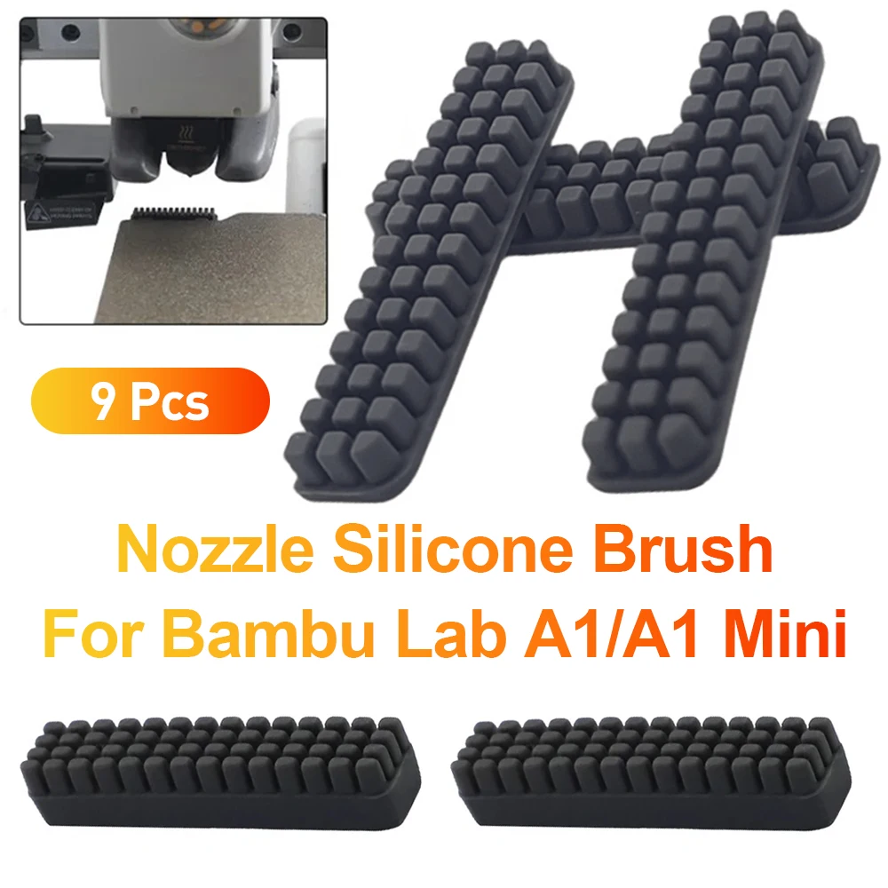 

9Pcs Nozzle Brush for Bambu Lab A1 / A1 Mini Wiper Silicone Brush Hotbed Mounted Scrubbers Cleaning Tool 3D Printer Parts