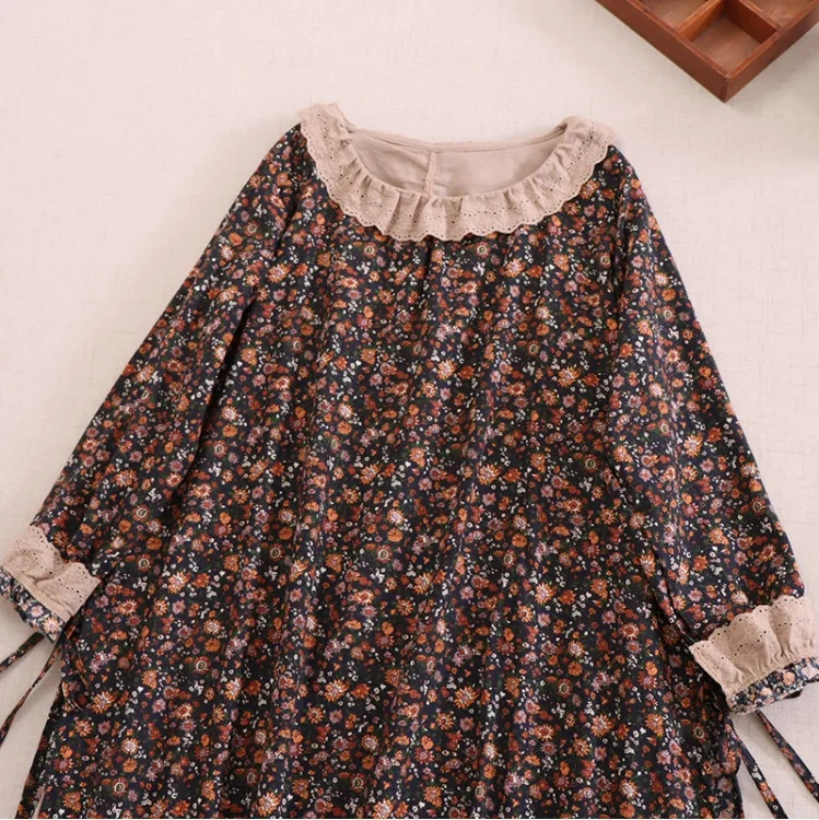 Japanese Mori Girl Sweet Elegant Long Sleeve Dress Spring Fairy Aesthetic Lace Doll Collar Women Long Dresses Soft Vestidos Robe