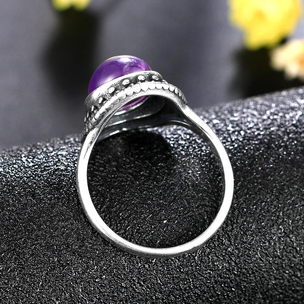 Anillos de plata 925 con piedras preciosas de amatista Natural para mujer, alianzas de boda, regalo de aniversario, joyería fina